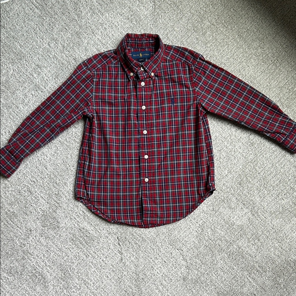 Ralph Lauren Red and Blue Plaid Button Down Shirt